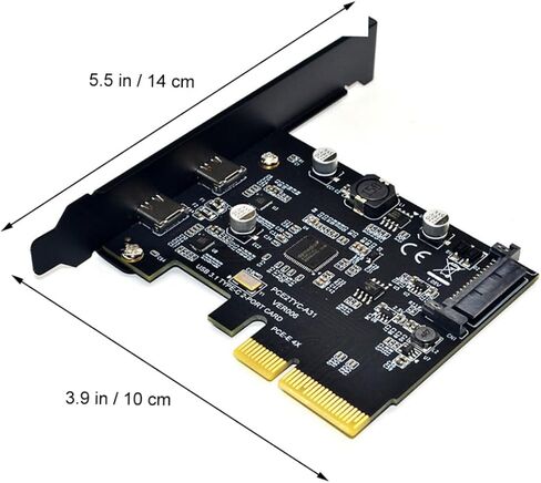بطاقة توسيع USB Pci-e بسرعة 10 جيجابت في الثانية ومنفذ مزدوج من النوع C محول كمبيوتر عالي السرعة مع مبدد حرارة معدني متوافق مع Pci-e لسطح المكتب in Saudi Arabia
