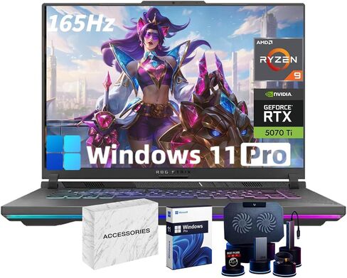 ASUS ROG Strix-G16 Gaming Laptop Computer - 16" 165Hz 300 nits, NVIDIA GeForce RTX 5070 Ti, AMD Ryzen 9 HX 8940HX, 16-core (Up to 5.3 GHz), Backlit KB, Win11 Pro (64GB DDR5 RAM, 4TB SSD) in Saudi Arabia
