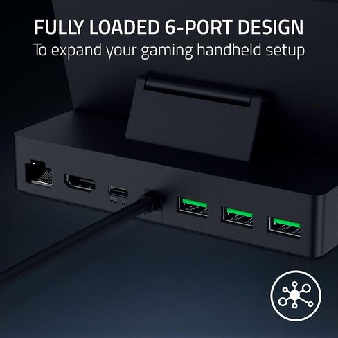 Razer Handheld Dock Chroma: Charging Hub & Expand Connectivity for Mobile Gaming & Tablets - iPhone 16, Steam Deck, ROG Ally, Switch & More - USB C, USB A (3), HDMI, GbE - 100W Power (Renewed) in Saudi Arabia