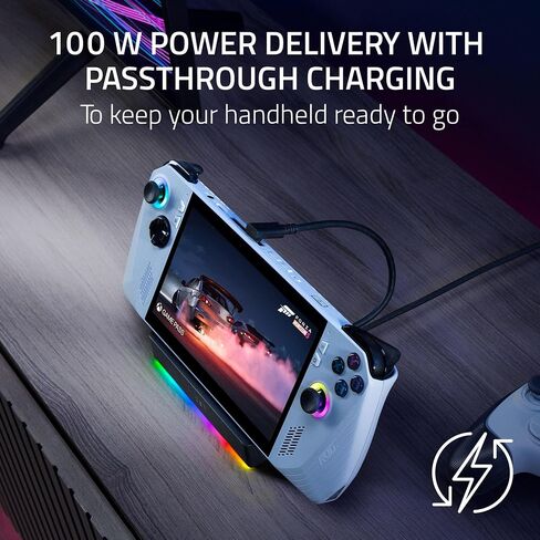 Razer Handheld Dock Chroma: Charging Hub & Expand Connectivity for Mobile Gaming & Tablets - iPhone 16, Steam Deck, ROG Ally, Switch & More - USB C, USB A (3), HDMI, GbE - 100W Power (Renewed) in Saudi Arabia