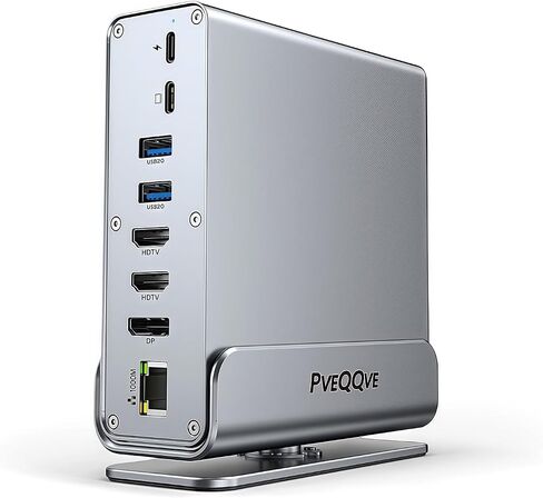 PveQQve 15 in 1 Vertical USB C Laptop Docking Station Dual Monitor with 2 HDMI 4K@60Hz Ports,3 Monitor Docking Station Includes DP Port,10Gbps USB A/C3.2, SD/TF, Gigabit Ethernet, Dock for Laptop PC in Saudi Arabia
