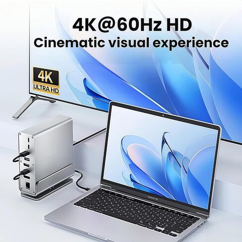 PveQQve 15 in 1 Vertical USB C Laptop Docking Station Dual Monitor with 2 HDMI 4K@60Hz Ports,3 Monitor Docking Station Includes DP Port,10Gbps USB A/C3.2, SD/TF, Gigabit Ethernet, Dock for Laptop PC in Saudi Arabia