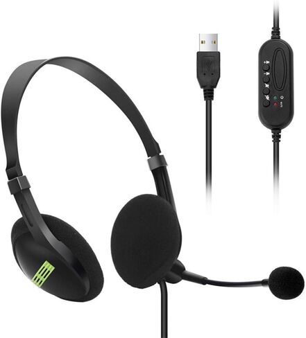Wired Headset for Laptop, USB Headphone with Microphone, Earphone Gaming Headset with Microphone, Computer Headsets (Black) in Saudi Arabia