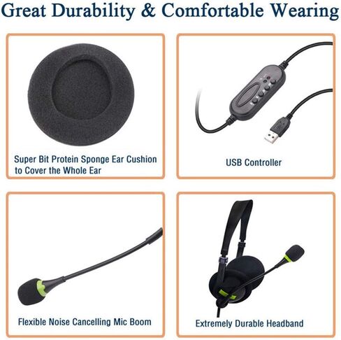 Wired Headset for Laptop, USB Headphone with Microphone, Earphone Gaming Headset with Microphone, Computer Headsets (Black) in Saudi Arabia