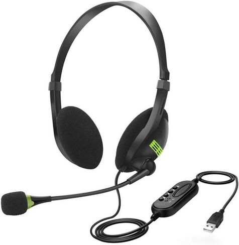 Wired Headset for Laptop, USB Headphone with Microphone, Earphone Gaming Headset with Microphone, Computer Headsets (Black) in Saudi Arabia