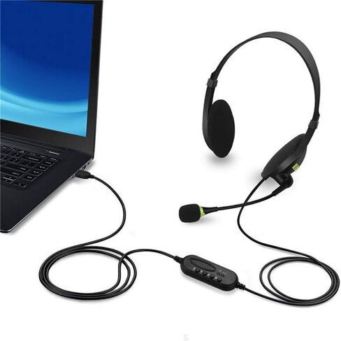 Wired Headset for Laptop, USB Headphone with Microphone, Earphone Gaming Headset with Microphone, Computer Headsets (Black) in Saudi Arabia