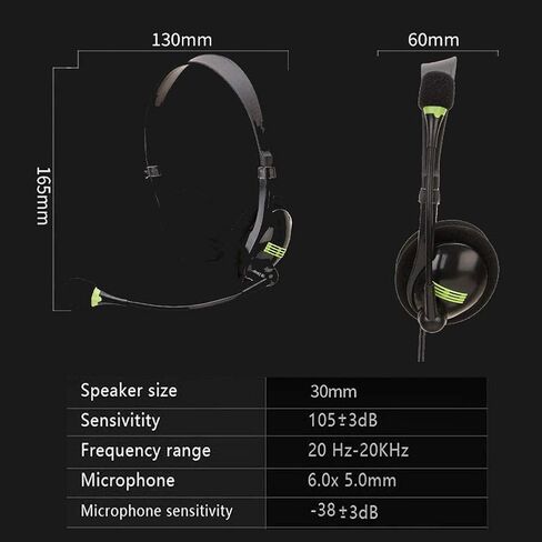 Wired Headset for Laptop, USB Headphone with Microphone, Earphone Gaming Headset with Microphone, Computer Headsets (Black) in Saudi Arabia