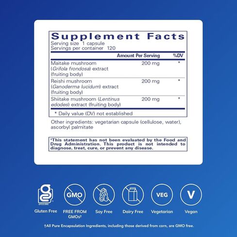 Pure Encapsulations M/R/S Mushroom Formula | Hypoallergenic Supplement Promotes Immune Health and Provides Broad-Spectrum Physiological Support | 120 Capsules in Saudi Arabia