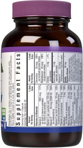 Bluebonnet Nutrition Mens' ONE 40+ Whole Food-Based Multiple, Men Multivitamin for Men 40+, Soy-Free, Non-GMO, Gluten Free, Kosher, 30 Vegetable Capsules, 30 Servings in Saudi Arabia