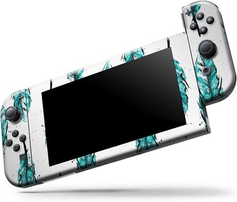 Design Skinz - متوافق مع Nintendo DSi XL - غطاء حماية من الفينيل مقاوم للخدش وقابل للإزالة - ريش بألوان مائية مخضرة متناثرة in Saudi Arabia