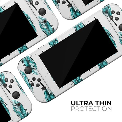 Design Skinz - متوافق مع Nintendo DSi XL - غطاء حماية من الفينيل مقاوم للخدش وقابل للإزالة - ريش بألوان مائية مخضرة متناثرة in Saudi Arabia