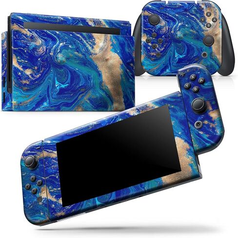 Design Skinz - Compatible with Nintendo DSi XL - Skin Decal Protective Scratch-Resistant Removable Vinyl Wrap Cover - Vivid Blue Gold Acrylic in Saudi Arabia
