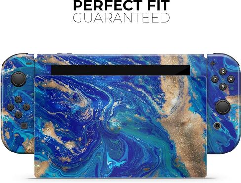 Design Skinz - Compatible with Nintendo DSi XL - Skin Decal Protective Scratch-Resistant Removable Vinyl Wrap Cover - Vivid Blue Gold Acrylic in Saudi Arabia