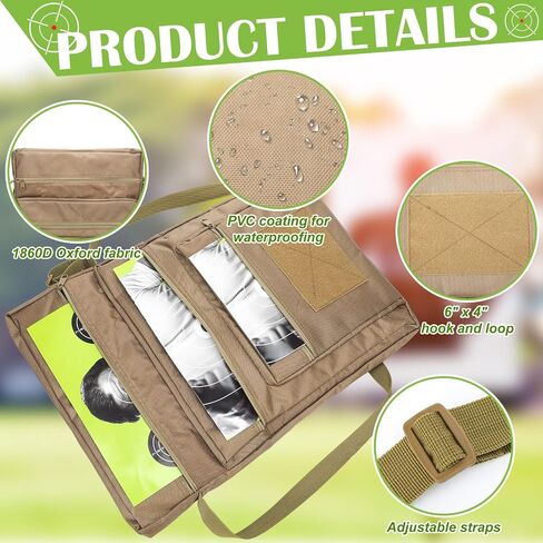 Range Target Carry Case for Shooting Range Bag with 3 Zipper Pockets Front Waterproof Accessory Pouch for Shooting Convenient Carrying in Saudi Arabia