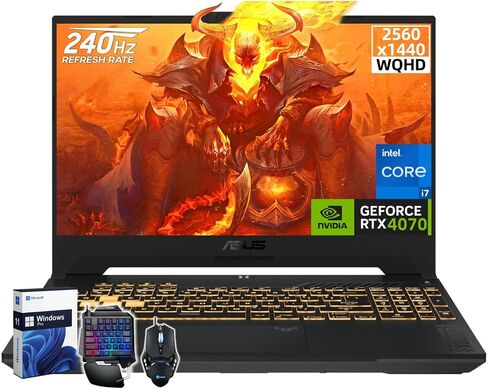 كمبيوتر محمول للألعاب ASUS TUF F17، شاشة 17.3 WQHD 2K 240 هرتز، NVIDIA RTX 4070، Intel i7-13620H(حتى 4.9 جيجا هرتز)، 64 جيجا DDR5، 4 تيرابايت SSD، Windows 11 Pro، FX707VI-NS74 in Saudi Arabia