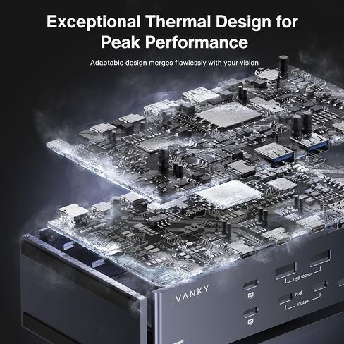 iVANKY Dual Thunderbolt 4 Chips FusionDock Max 1 لشاشة رباعية 6K@60 هرتز (قاعدة 20 في 1 لنظام التشغيل Mac) محور محطة الإرساء، Windows غير متوافق (متجدد) in Saudi Arabia
