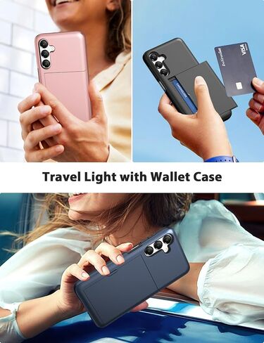 TOPAUX for Samsung A16 5G Wallet Case Galaxy A17 5G Wallet Case 2 Credit Card Holder Slide Cover Back Pocket ID Slot Raised Bezel Dual Layer Rugged Bumper Anti-Scratch Protective Hard Shell Black in Saudi Arabia