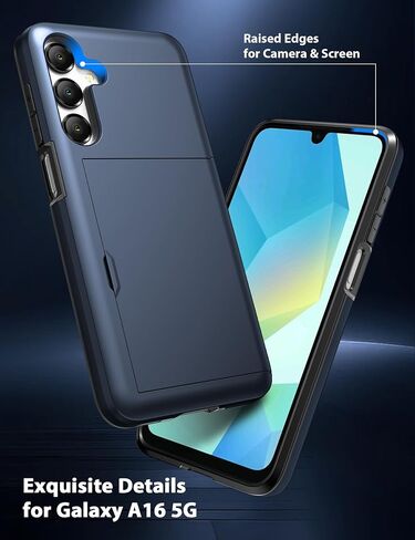TOPAUX for Samsung A16 5G Wallet Case Galaxy A17 5G Wallet Case 2 Credit Card Holder Slide Cover Back Pocket ID Slot Raised Bezel Dual Layer Rugged Bumper Anti-Scratch Protective Hard Shell Black in Saudi Arabia