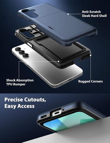 TOPAUX for Samsung A16 5G Wallet Case Galaxy A17 5G Wallet Case 2 Credit Card Holder Slide Cover Back Pocket ID Slot Raised Bezel Dual Layer Rugged Bumper Anti-Scratch Protective Hard Shell Black in Saudi Arabia