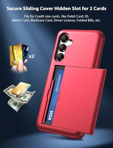 TOPAUX for Samsung A16 5G Wallet Case Galaxy A17 5G Wallet Case 2 Credit Card Holder Slide Cover Back Pocket ID Slot Raised Bezel Dual Layer Rugged Bumper Anti-Scratch Protective Hard Shell Black in Saudi Arabia