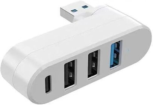 4-in-1 USB 3.0 Hub with 90/180 Degree Rotation, Multi-Port Adapter with 3 USB Ports and USB-C Power Data Port, Compatible with Laptop/Table/Cellphone/Keyboard/Printer in Saudi Arabia