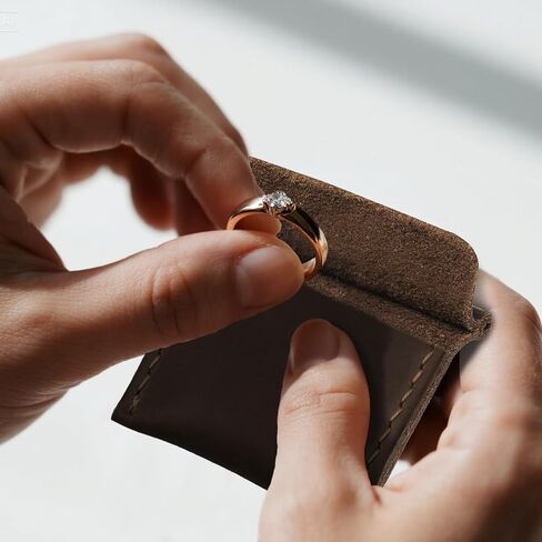 Ringsun Leather Wedding Ring Case, Slim Engagement Pouch, Travel Ring Case, Ring Pouch, Engagement Pouch, Bride & Groom Jewelry Storage,RS09 in Saudi Arabia
