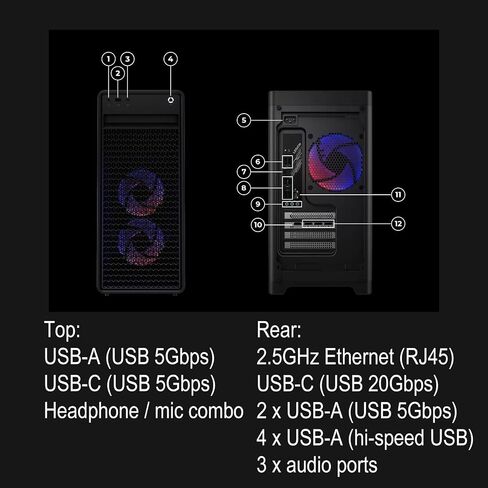 كمبيوتر مكتبي للألعاب Lenovo Legion Tower 5i Gen 10 - NVIDIA RTX 5070 Ti، Intel 24-Core Ultra 9 275HX (حتى 5.40 جيجاهرتز)، 64 جيجابايت DDR5، 2 تيرابايت SSD + 2 تيرابايت HDD، Wi-Fi 6E، Win11 Pro، مع لوحة مفاتيح وماوس وملحقات in Saudi Arabia
