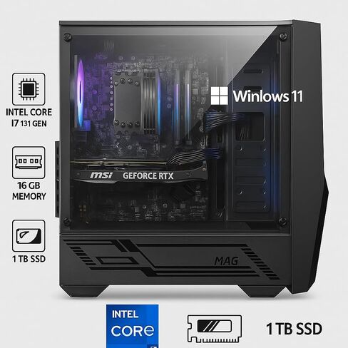 msi Codex R2 Gaming Desktop - Intel Core i5-14400F, 10 Cores 16 Threads, 2.5-4.7GHz, 20MB Cache, 16GB RAM, 1TB SSD, RTX 5060 8GB GDDR7, Wi-Fi 6E, Bluetooth 5.3, HDMI/DP, Windows 11 Home in Saudi Arabia