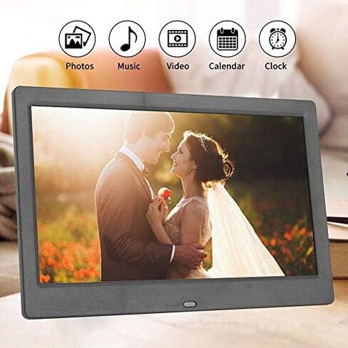 10-inch Digital Photo Frame, 1024x600 TFT Display, Wireless Remote Control, Supports up to 32GB Memory Card/USB Flash Drive, formats: AV/MP4/MP3/JPG/JPEG, with Clock and Calendar Functions. in Saudi Arabia