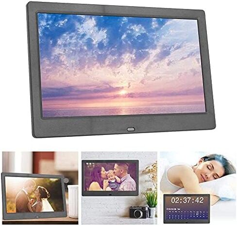 10-inch Digital Photo Frame, 1024x600 TFT Display, Wireless Remote Control, Supports up to 32GB Memory Card/USB Flash Drive, formats: AV/MP4/MP3/JPG/JPEG, with Clock and Calendar Functions. in Saudi Arabia
