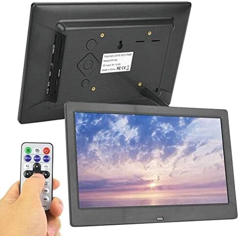 10-inch Digital Photo Frame, 1024x600 TFT Display, Wireless Remote Control, Supports up to 32GB Memory Card/USB Flash Drive, formats: AV/MP4/MP3/JPG/JPEG, with Clock and Calendar Functions. in Saudi Arabia