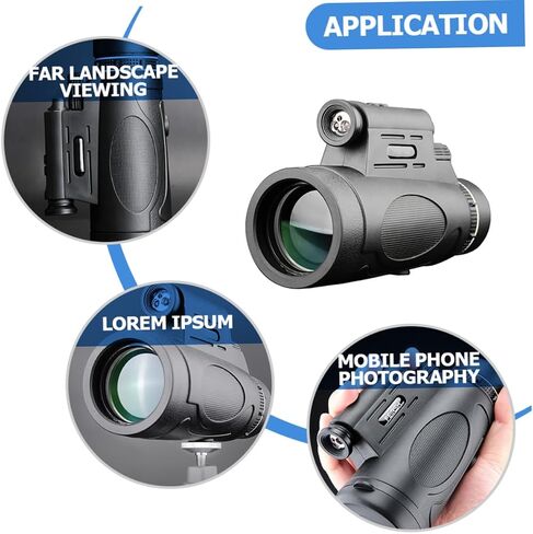 High Magnification Outdoor Monocular Telescope with Focus and Built Light for Camping Hiking and Night Viewing Large Objective Lens for Wide Panoramic View in Saudi Arabia