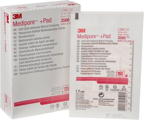 3M ميديبور بلاس باد قماش ناعم لاصق للجروح - 8.8 سم × 10.16 سم - صندوق in Saudi Arabia