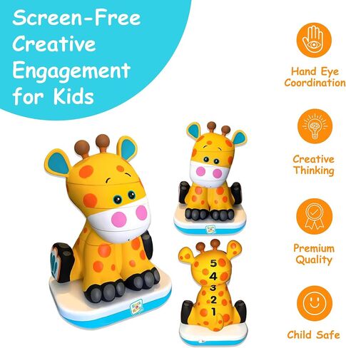 Stack-a-Roos Baby Cow by Salus Brands - Animal Stacking Toy, Educational Early Learning Toy for Infants Babies Toddlers, Age 12+ Months - Great Baby Gifts in Saudi Arabia