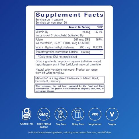 Pure Encapsulations Homocysteine Factors | Supplement to Support Normal Homocysteine Levels and Cardiovascular Health* | 180 Capsules in Saudi Arabia