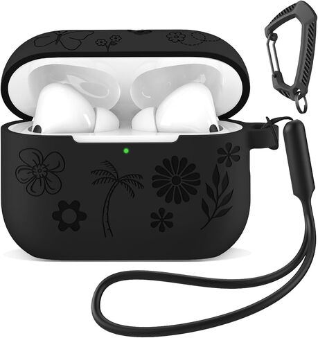 MATEPROX Flower Design Compatible with AirPods Pro 3 Case with Keychain/Hand Strap, Airpod Pro 3rd Generation[2025] Silicone Protective Headphone Cover Support Wireless Charging-Orange in Kuwait