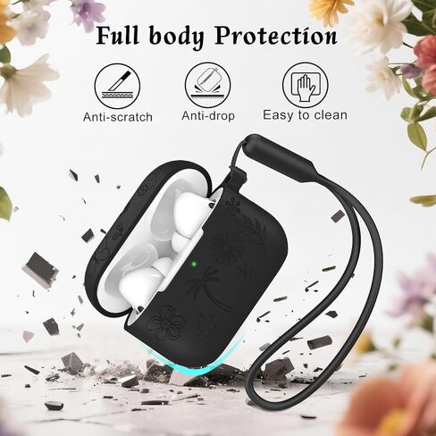 MATEPROX Flower Design Compatible with AirPods Pro 3 Case with Keychain/Hand Strap, Airpod Pro 3rd Generation[2025] Silicone Protective Headphone Cover Support Wireless Charging-Orange in Kuwait