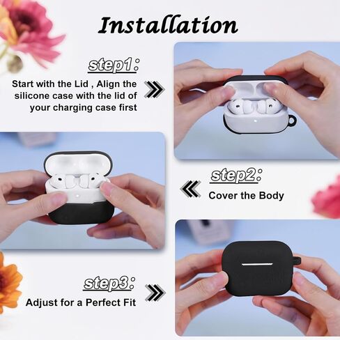 MATEPROX Flower Design Compatible with AirPods Pro 3 Case with Keychain/Hand Strap, Airpod Pro 3rd Generation[2025] Silicone Protective Headphone Cover Support Wireless Charging-Orange in Kuwait