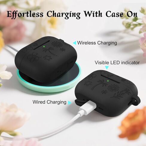 MATEPROX Flower Design Compatible with AirPods Pro 3 Case with Keychain/Hand Strap, Airpod Pro 3rd Generation[2025] Silicone Protective Headphone Cover Support Wireless Charging-Orange in Kuwait