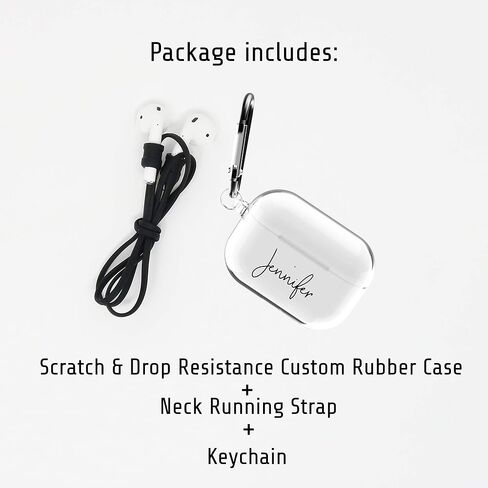 MARBLEFY Custom Name Airpod Pro Case with Keychain and Running Strap Compatible with Apple AirPods Pro in Saudi Arabia