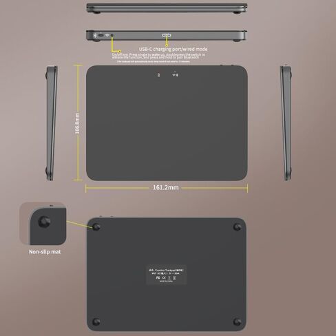 لوحة تتبع الوظائف - اتصال ثلاثي الأوضاع (بلوتوث/2.4 جيجا/USB-C) لوحة تتبع متعددة الوظائف، تدعم التبديل بين الأجهزة المتعددة، إيماءات النظام المدمجة، مناسبة لأنظمة Windows10/11 (أسود) in Kuwait