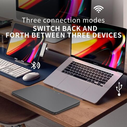 لوحة تتبع الوظائف - اتصال ثلاثي الأوضاع (بلوتوث/2.4 جيجا/USB-C) لوحة تتبع متعددة الوظائف، تدعم التبديل بين الأجهزة المتعددة، إيماءات النظام المدمجة، مناسبة لأنظمة Windows10/11 (أسود) in Kuwait