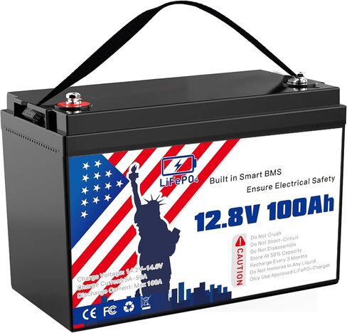 بطارية 12 فولت 100 أمبير LiFePO4، مجموعة خلايا بطارية ليثيوم فوسفات الحديد 31 مدمجة 100 أمبير BMS 15000 بطارية قابلة للشحن ذات دورات عميقة للنظام الشمسي، الطاقة المنزلية، المركبات الترفيهية (نمط 2-100 أمبير بطارية LiFePO4) in Kuwait