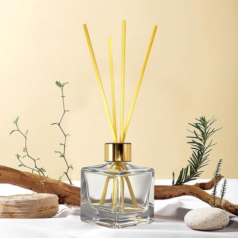 Feel Fragrance Glass Diffuser Bottles with Silver Caps Refillable Diffuser Bottles Set of 4-2.5" High, 50ml 1.7 fl oz. Small Square Shape, Diffuser Jars for Home Fragrance in Saudi Arabia