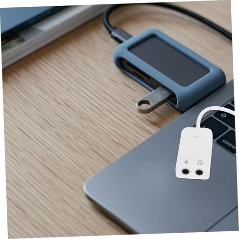 Uonlytech 2 قطعة محول بطاقة صوت خارجي USB مستقل مع واجهة صوت لقناة تقليل الضوضاء لأجهزة الكمبيوتر المحمول وسطح المكتب بدون توصيل وتشغيل للسائق، يدعم إدخال الميكروفون وسماعات الرأس in Kuwait