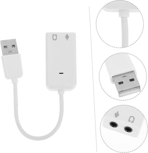 Uonlytech 2 قطعة محول بطاقة صوت خارجي USB مستقل مع واجهة صوت لقناة تقليل الضوضاء لأجهزة الكمبيوتر المحمول وسطح المكتب بدون توصيل وتشغيل للسائق، يدعم إدخال الميكروفون وسماعات الرأس in Kuwait