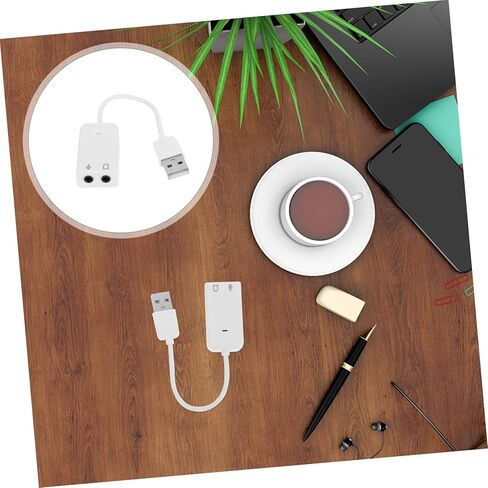 Uonlytech 2 قطعة محول بطاقة صوت خارجي USB مستقل مع واجهة صوت لقناة تقليل الضوضاء لأجهزة الكمبيوتر المحمول وسطح المكتب بدون توصيل وتشغيل للسائق، يدعم إدخال الميكروفون وسماعات الرأس in Kuwait