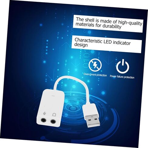 Uonlytech 2 قطعة محول بطاقة صوت خارجي USB مستقل مع واجهة صوت لقناة تقليل الضوضاء لأجهزة الكمبيوتر المحمول وسطح المكتب بدون توصيل وتشغيل للسائق، يدعم إدخال الميكروفون وسماعات الرأس in Kuwait