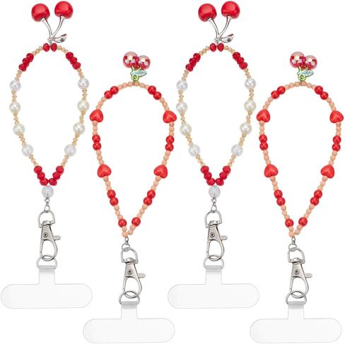 4Pcs Phone Charms Acrylic Mobile Straps Phone Wrist Strap Cute Flower Cell Phones Lanyard Straps Wrist Strap for Bag Airpods Camera Pendants Phones Case Decor in Saudi Arabia