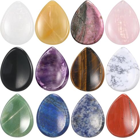 12 Pieces Worry Stones for Anxiety for Kids Black Obsidian Crystal Worry Stones Thumb Small Anxiety Stone Multiple Colors Stress Stone Pocket Palm Stone for Anxiety Stress Relief Meditation in Kuwait